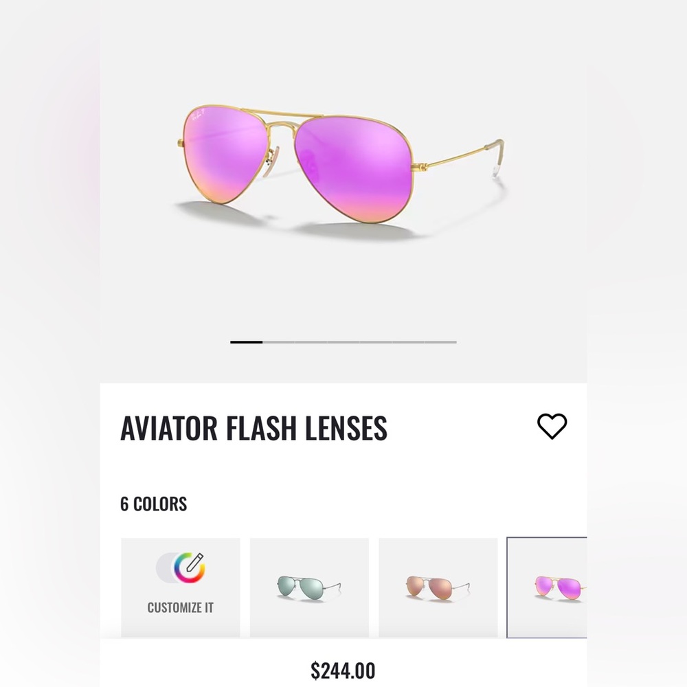 Ray-Ban Gold Frame Sunglasses with Pink Lenses